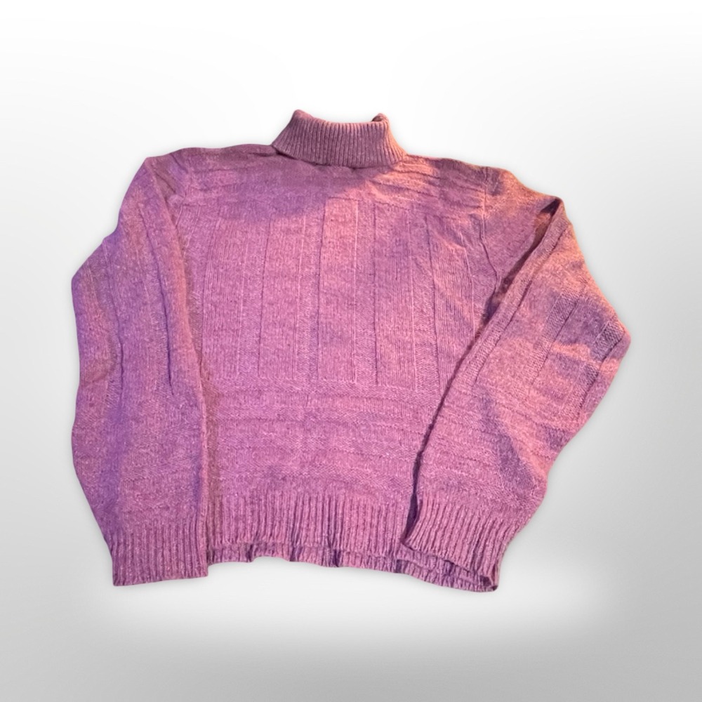 Vintage Barclay Purple Wool Blend Ribbed Turtleneck Sweater Women's - Picture 2 of 5